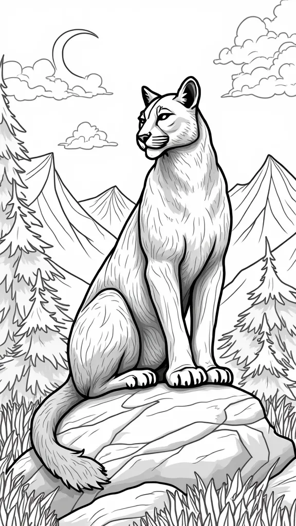 coloriage de lion de montagne